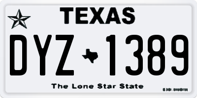 TX license plate DYZ1389