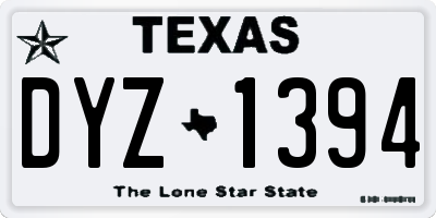 TX license plate DYZ1394