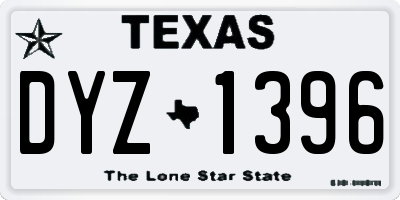 TX license plate DYZ1396