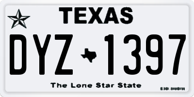 TX license plate DYZ1397