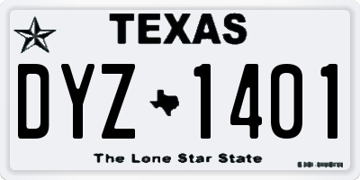 TX license plate DYZ1401