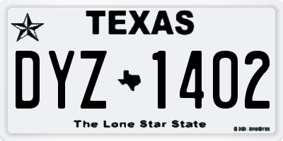 TX license plate DYZ1402