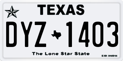 TX license plate DYZ1403