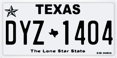 TX license plate DYZ1404