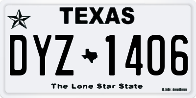 TX license plate DYZ1406