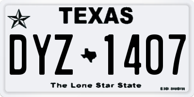 TX license plate DYZ1407
