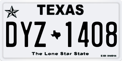 TX license plate DYZ1408