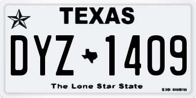 TX license plate DYZ1409