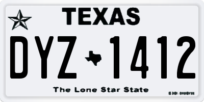 TX license plate DYZ1412