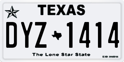 TX license plate DYZ1414