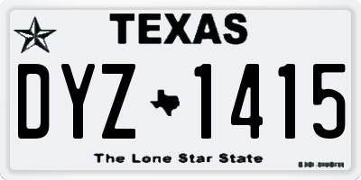 TX license plate DYZ1415