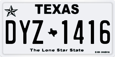 TX license plate DYZ1416
