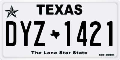 TX license plate DYZ1421