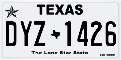TX license plate DYZ1426