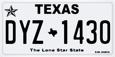 TX license plate DYZ1430