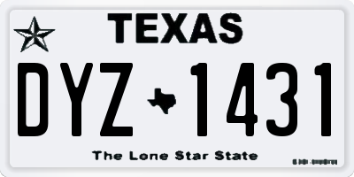 TX license plate DYZ1431
