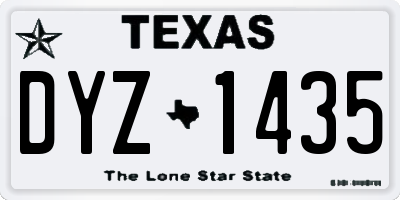 TX license plate DYZ1435