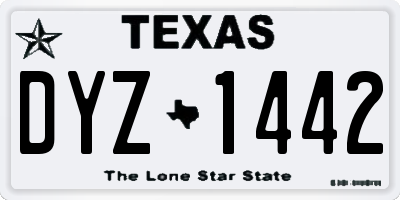 TX license plate DYZ1442