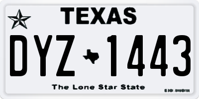 TX license plate DYZ1443