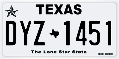 TX license plate DYZ1451