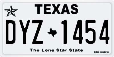 TX license plate DYZ1454