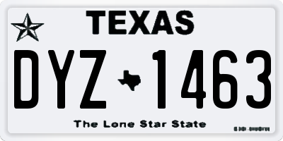 TX license plate DYZ1463