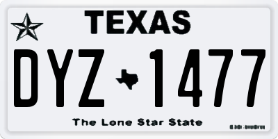 TX license plate DYZ1477
