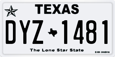 TX license plate DYZ1481