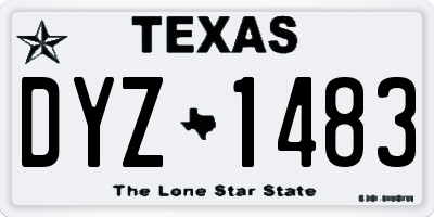 TX license plate DYZ1483