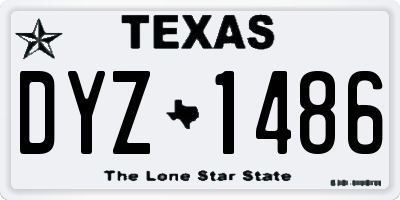 TX license plate DYZ1486