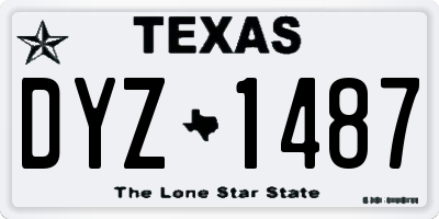 TX license plate DYZ1487
