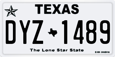 TX license plate DYZ1489