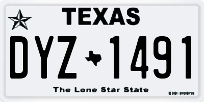 TX license plate DYZ1491
