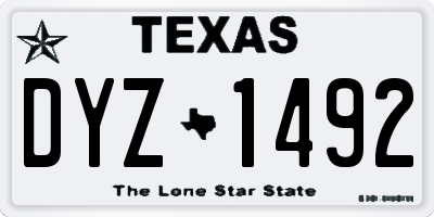 TX license plate DYZ1492