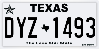 TX license plate DYZ1493