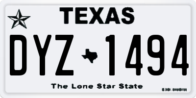 TX license plate DYZ1494
