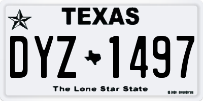 TX license plate DYZ1497