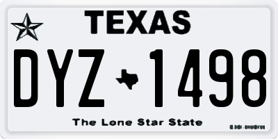 TX license plate DYZ1498