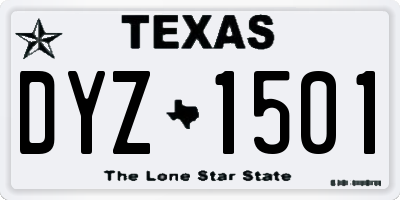 TX license plate DYZ1501