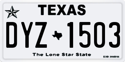 TX license plate DYZ1503