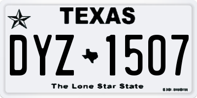 TX license plate DYZ1507
