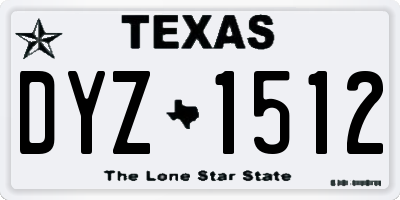 TX license plate DYZ1512