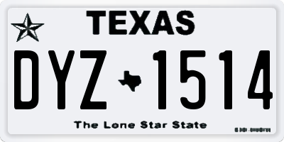 TX license plate DYZ1514
