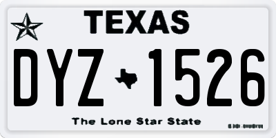 TX license plate DYZ1526
