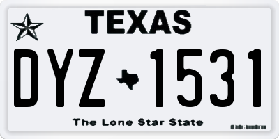 TX license plate DYZ1531