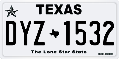 TX license plate DYZ1532