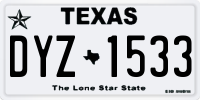 TX license plate DYZ1533