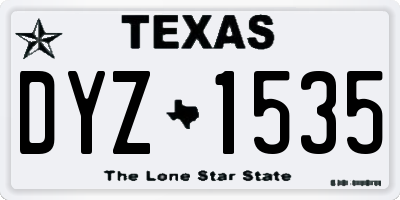 TX license plate DYZ1535