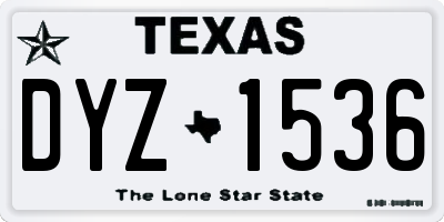 TX license plate DYZ1536
