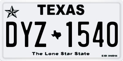 TX license plate DYZ1540